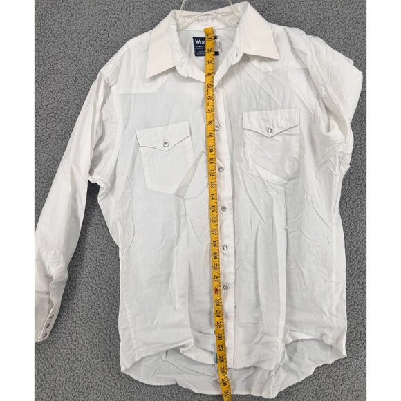 Vintage Wrangler Cowboy Cut Regular Fit X-Long Tails 16.5 x 33 White Pearl Snap - Picture 7 of 12